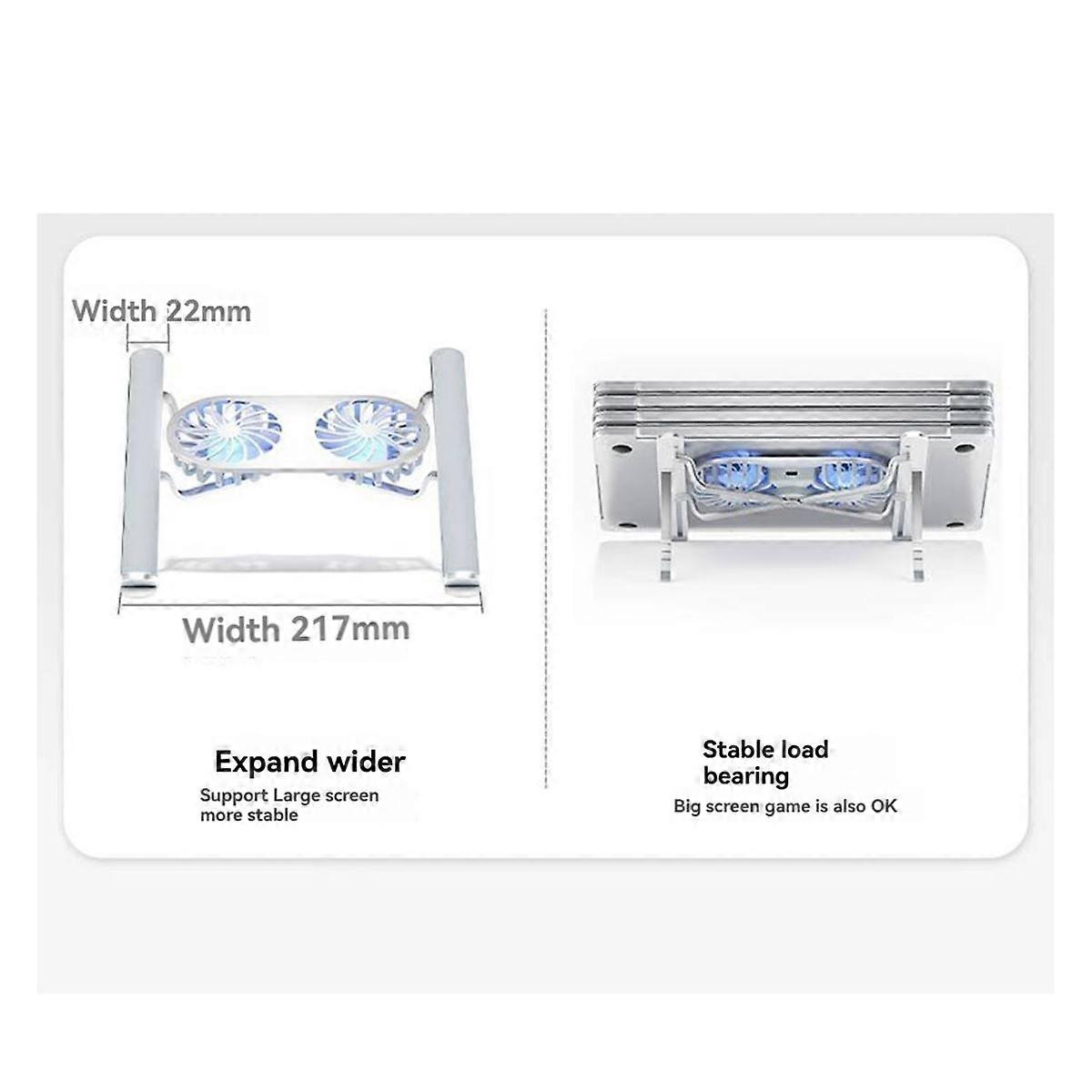 Foldable Laptop Stand with Cooling Fan, Cooler Pad for Tablet - Enhanced Cooling Support and Portable Design B Silver