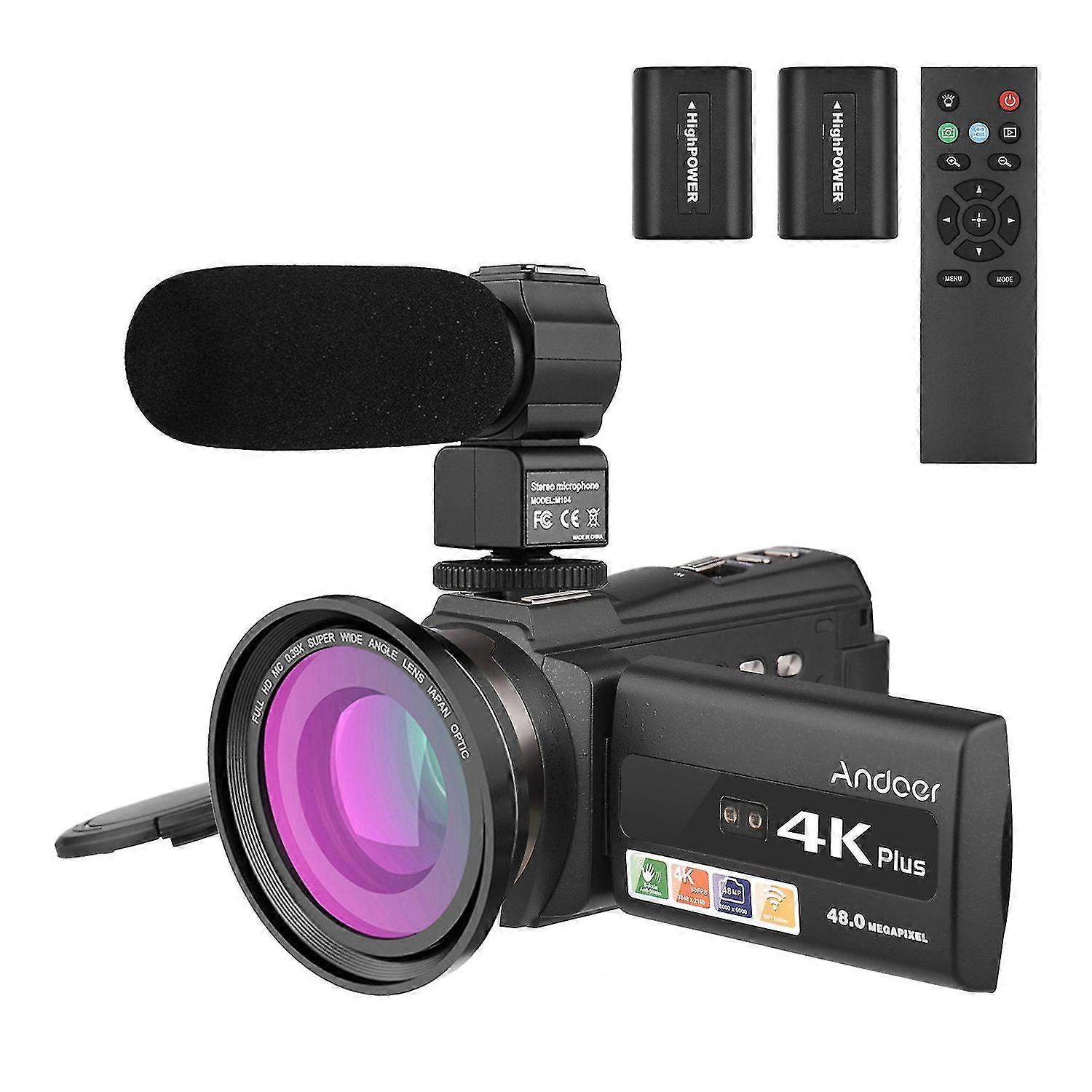 Andoer 4K/60FPS 48MP WiFi Digital Video Camera Set Camcorder