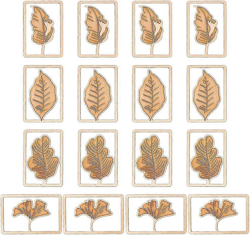 16Pcs Brass Leaf Bookmark Metal Hollow Rectangle with Leaf Bookmarks Clip Gold Plant Leaves Reading Mark Accessories Paper Page Label for Book Lover T