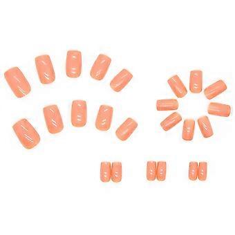 Solid Orange Whiten Manicure Falso Con Innocuo E Liscio Bordo Unghie Colla Modelli
