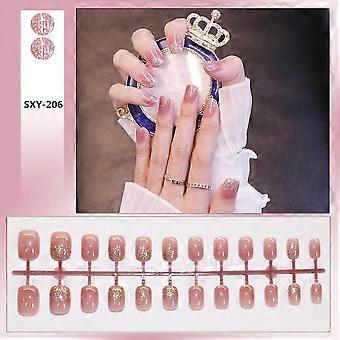 Paillettes Paillettes Rose Short Fausse Manucure avec des ongles inoffensifs et lisses