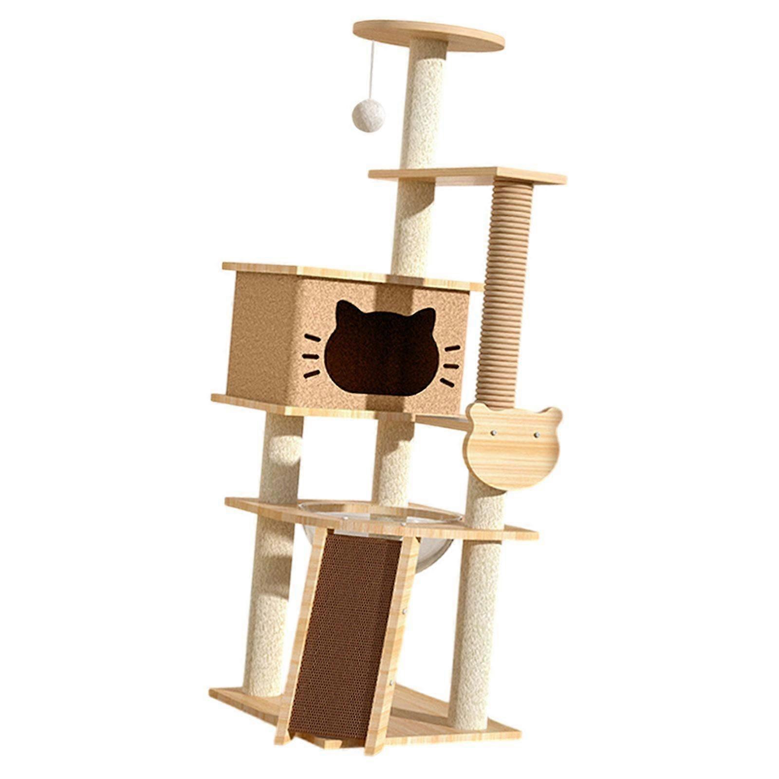 Cat Climbing Tree Multi Tiers Perch Exercise Cat House for Kitty Indoor Cats light coffee