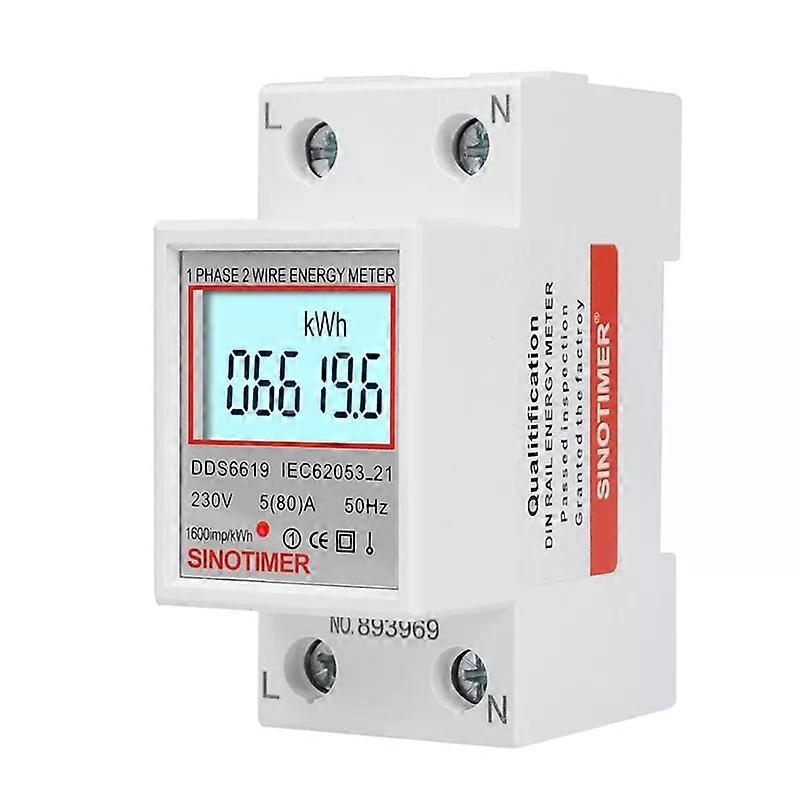 SINOTIMER DDS6619-006 Backlight Display Single-Phase DIN Rail Type Watt-Hour Meter Watt-Hour Meter