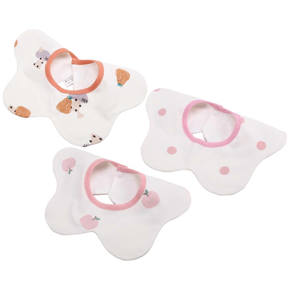 360 Rotate Organic Cotton Baby Bibs 3-Pack, Adjustable Muslin Bibs for Teething & Drooling, Unisex