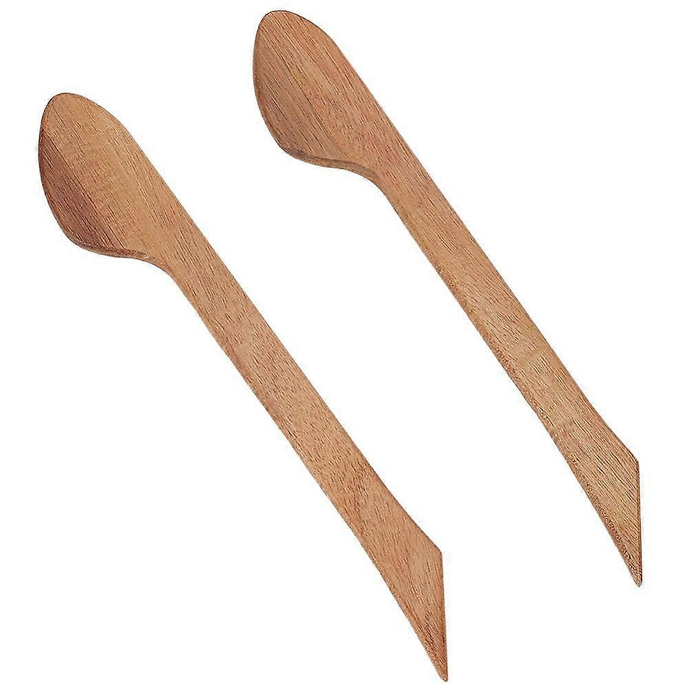 Wooden Handle Sculpture Clay Tool DIY Handmade Light Clay Crafts Tan 30x4.7x0.8cm 2pcs/set