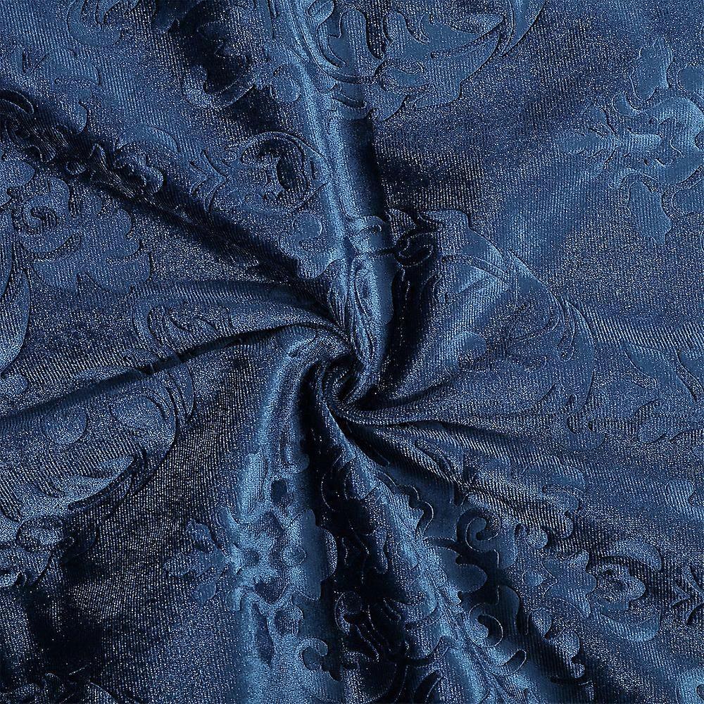 Flower Pattern Polyester Fabric DIY Sofa Bag Making Steel Blue 1400~1500mm 1m/pc