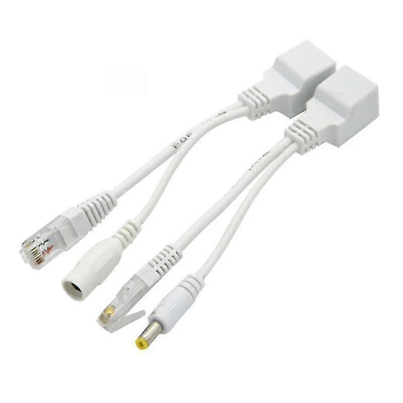 2Pcs POE Adapter Plug & Play 12V PVC Power over Ethernet Kabel Separator Combiner -X