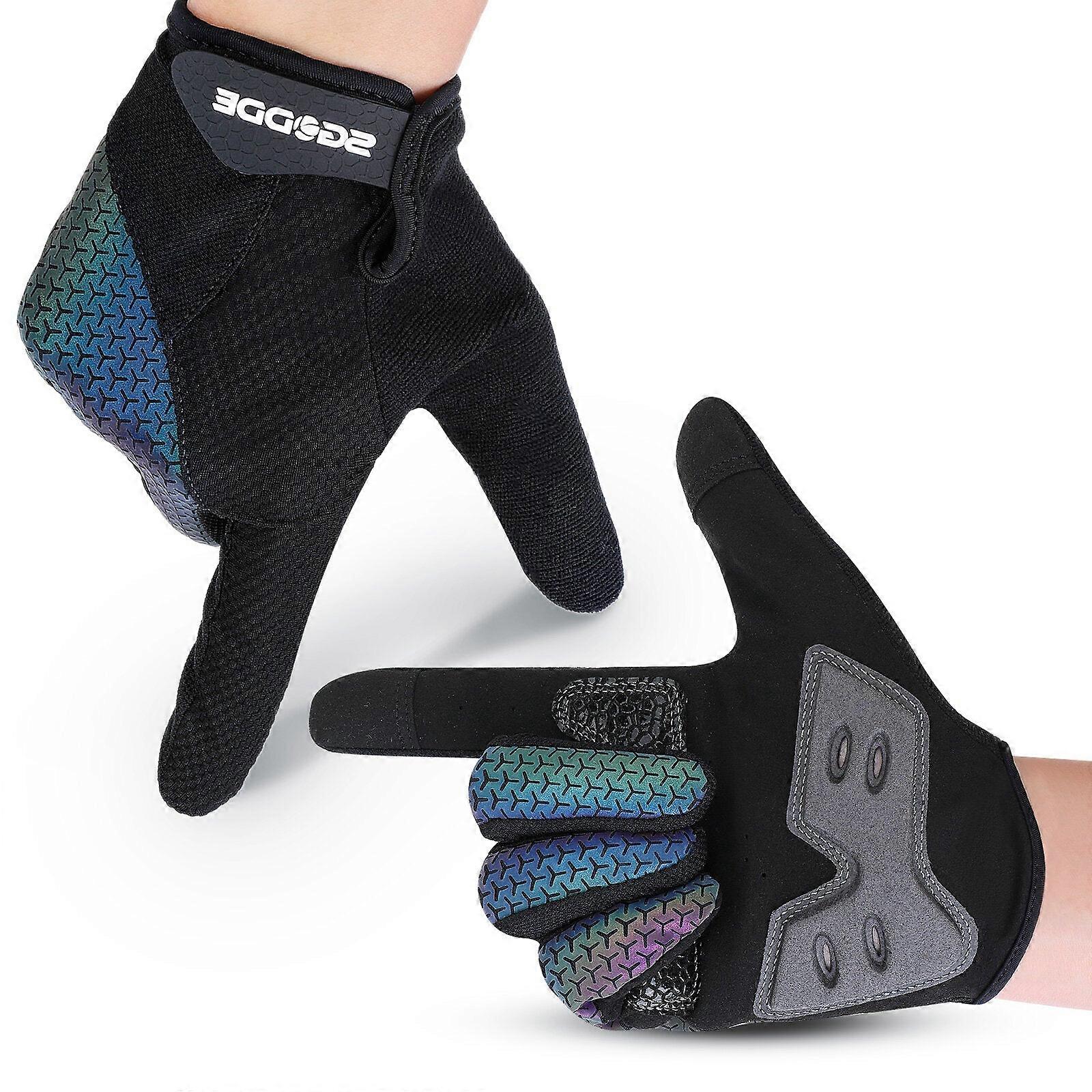 A Pair Colorful Glow Breathable Anti-slip Full Finger Touch Screen Outdoors Motorcycle Riding Gloves