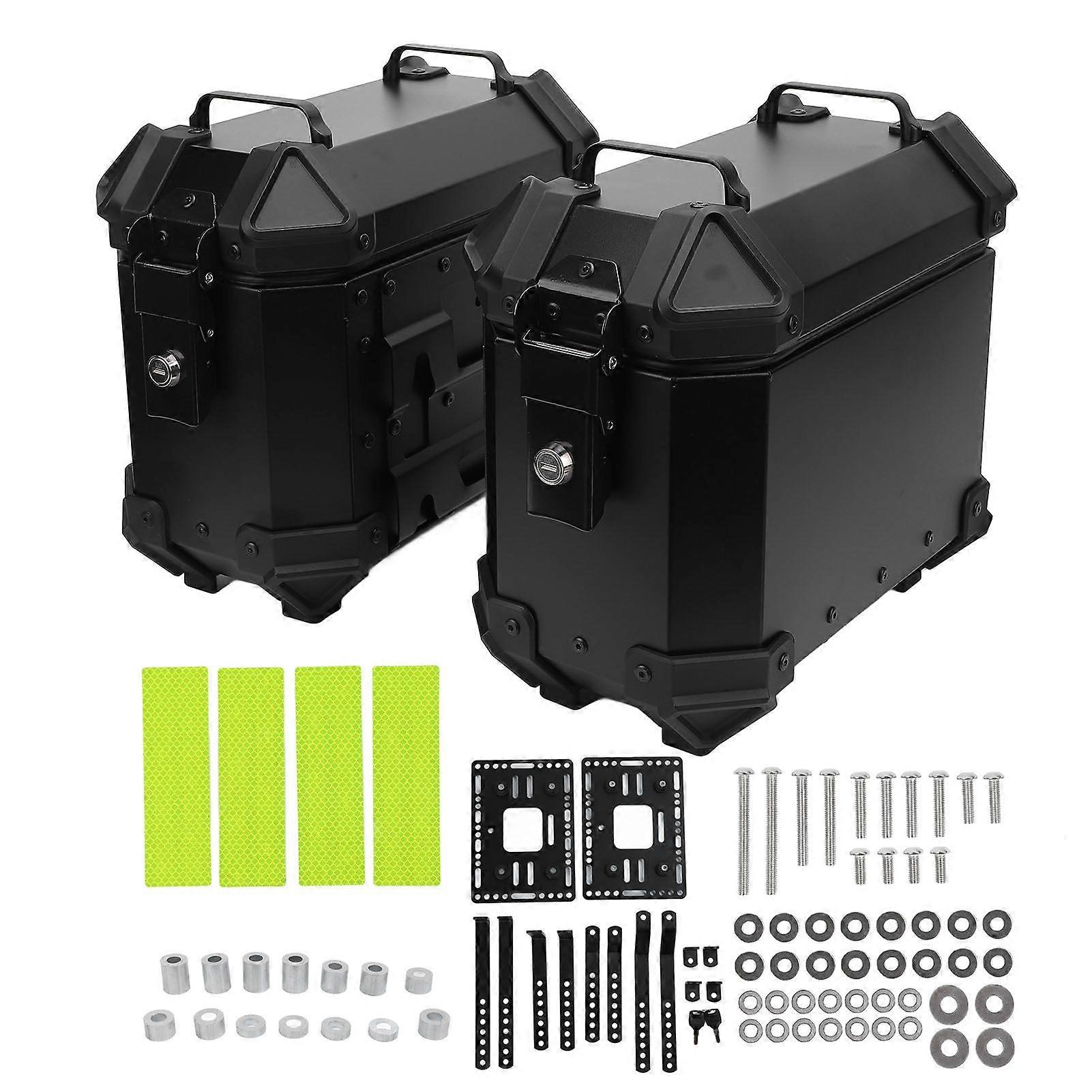 Motorcycle Side Case Universal Fit Aluminum Alloy 18L Left Right Hard Saddlebag Box with Support Rack Lock Handle for Helmet Luggage MK5653
