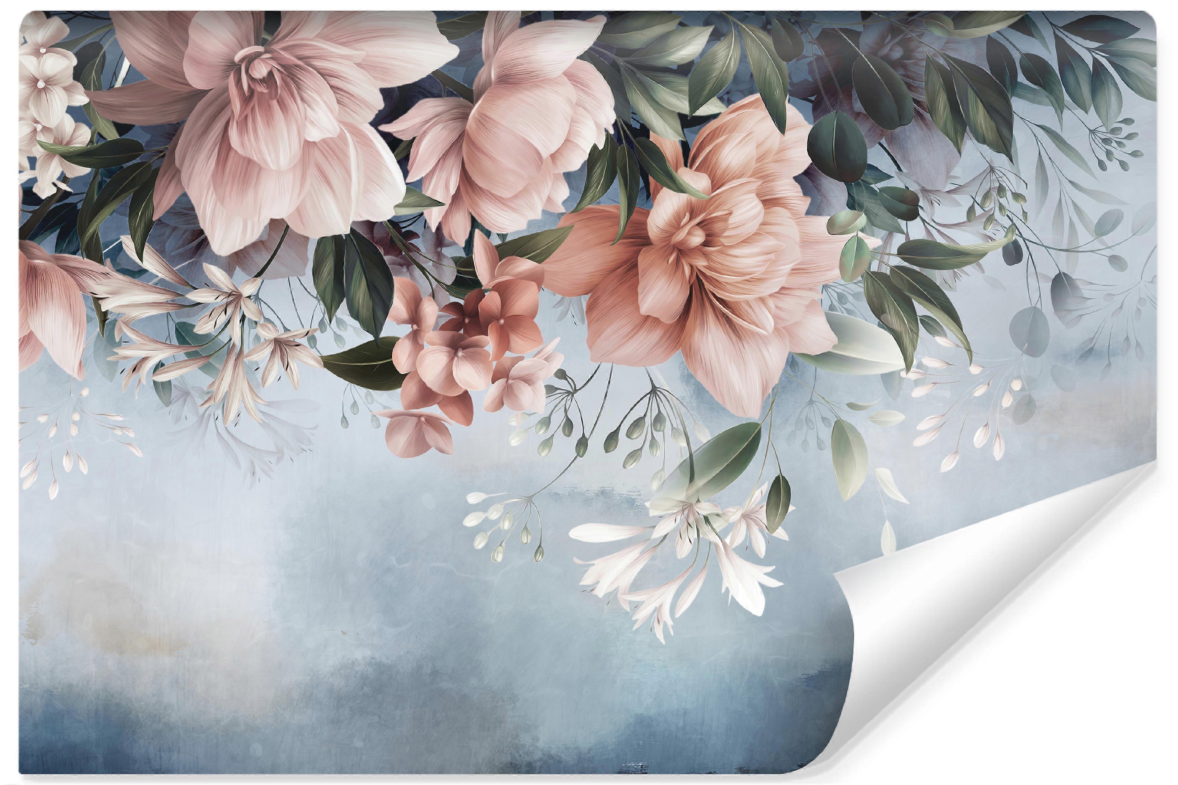 Sovrum väggmålning Blommor Ombre blad Växter