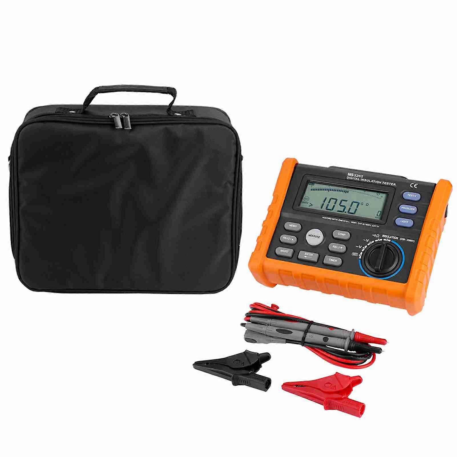 MS5205 Digital Insulation Resistance Multimeter Tester 0.01MΩ-100GΩ 2500V LCD Display Insulation Electrical Test Equipment 7FRS7