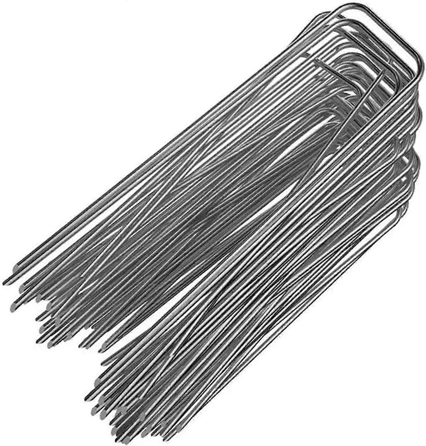 Set of 60 Galvanized Fixing Stakes, Garden Fixing Stakes, for Landscaping, Ground Cover (2.5×40×150 mm)
