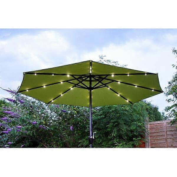 2.7M Green Garden Solar Led Parasol With Crank Handle