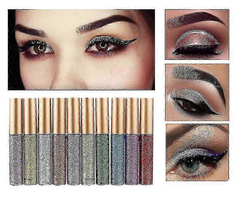 10 Colors Liquid Glitter Eyeliner, Shimmer Waterproof Eyeshadow