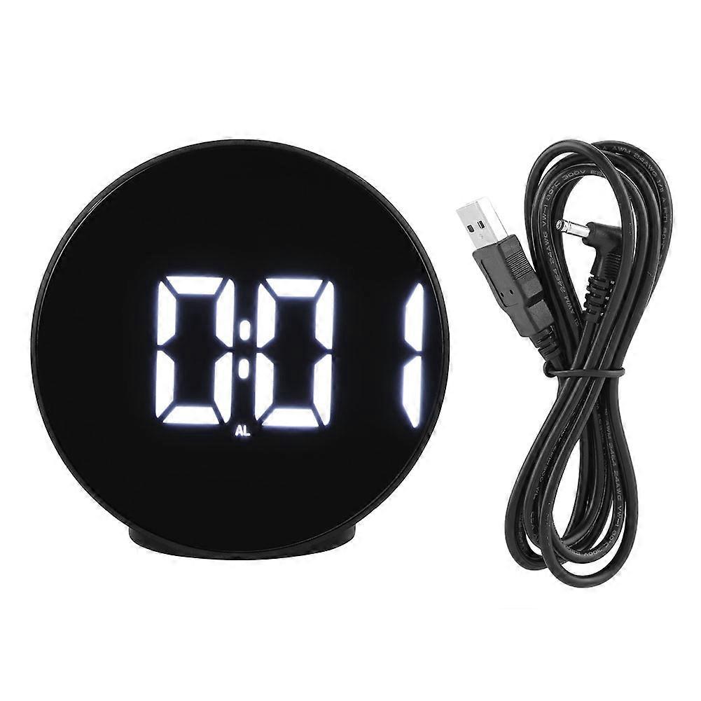 Mini LED Electronic Alarm Clock Voice Control Mirror Alarm Clock with Temperature Display Black