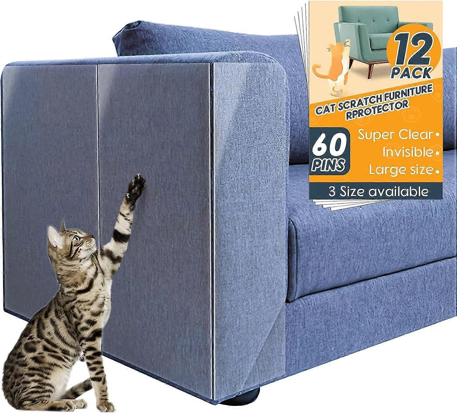 12パック猫スクラッチ保護、17 "x 12"猫スクラッチ家具プロテクター目に見えない、猫の爪からの防水ソファプロテクター、アンチ猫スクラッチDE