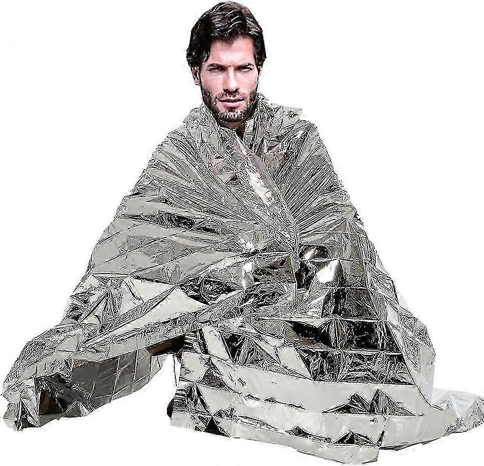 10 Pieces Emergency Blanket Folding Silver 210x160cm Silver + Silver