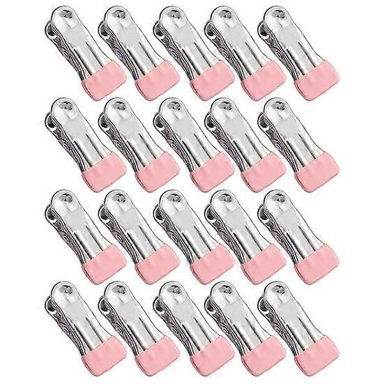 20 Pcs Drying Clips with Rubber Seal Anti-slip Strong Claw Stainless Steel Thickened Clothes Pins Chip