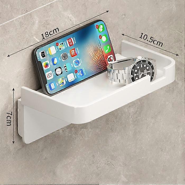 1pc No-drill Adhesive Wall Mounted Toilet Paper Holder With Storage Shelf