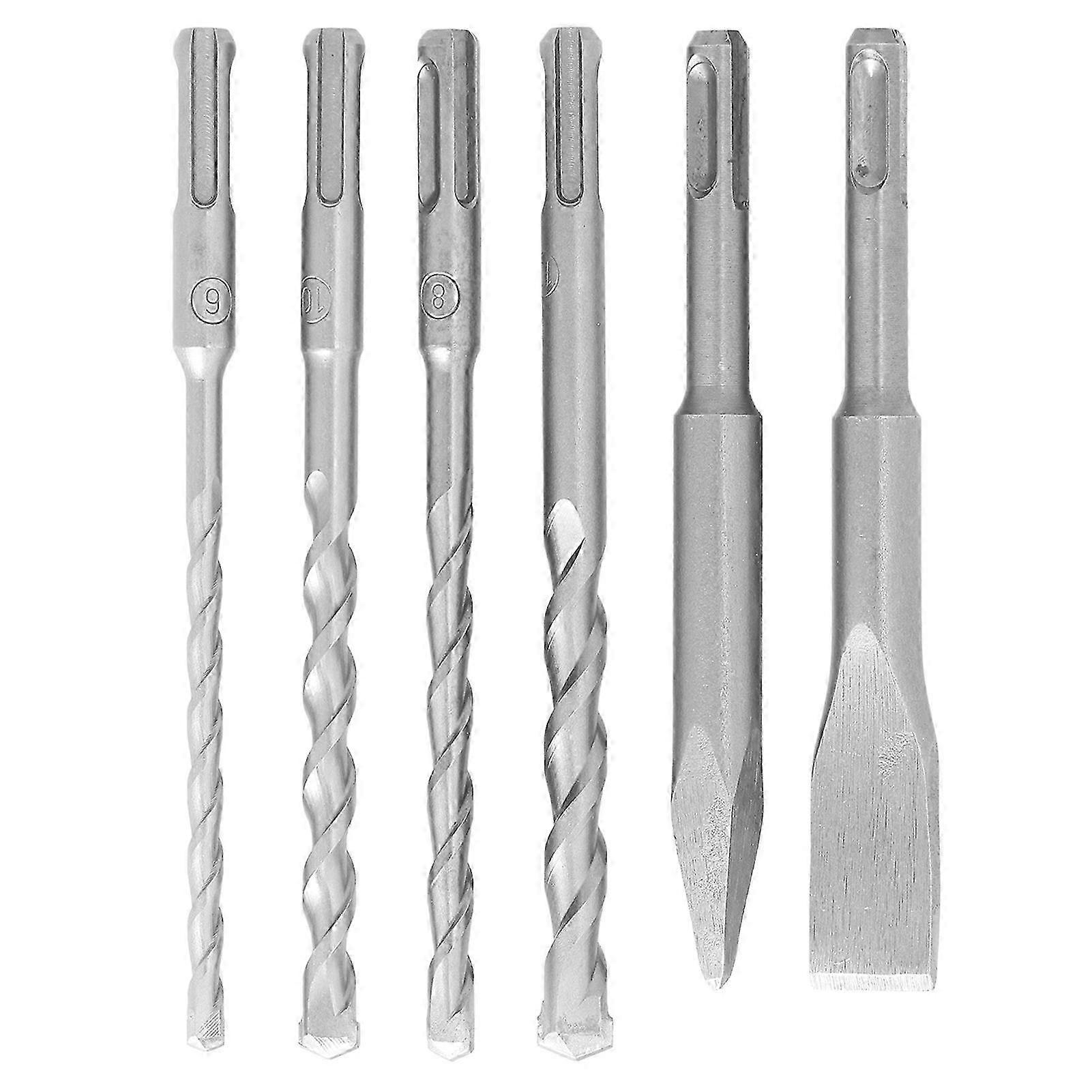 6Pcs Dril Bit Set with Point Chisel Flat Chisel High Hardness Rapid Cutting Speed Drill Bit for Brick