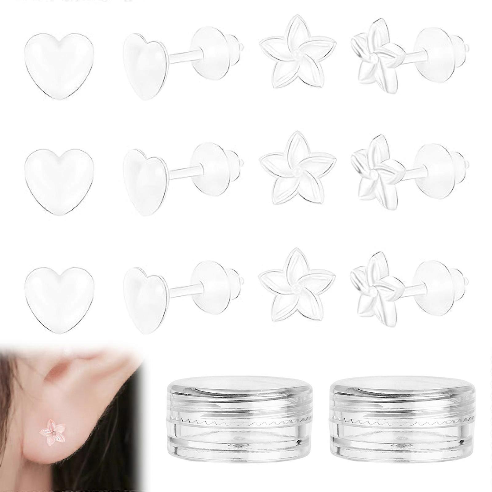 Pairs Clear Earrings, for School Plastic Earrings Hypoallergenic