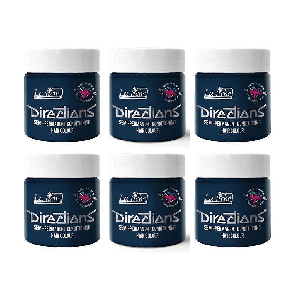 6 x La Riche Directions Semi-Permanent Hair Color 100ml Tubs - Denim Blue
