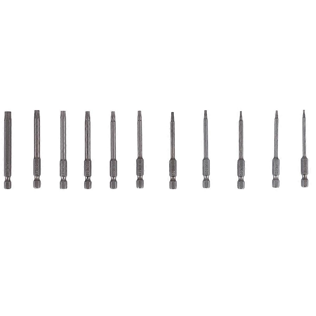 11Pcs 75Mm Magnetic S2 Steel Screwdriver Bits Hex Torx Head