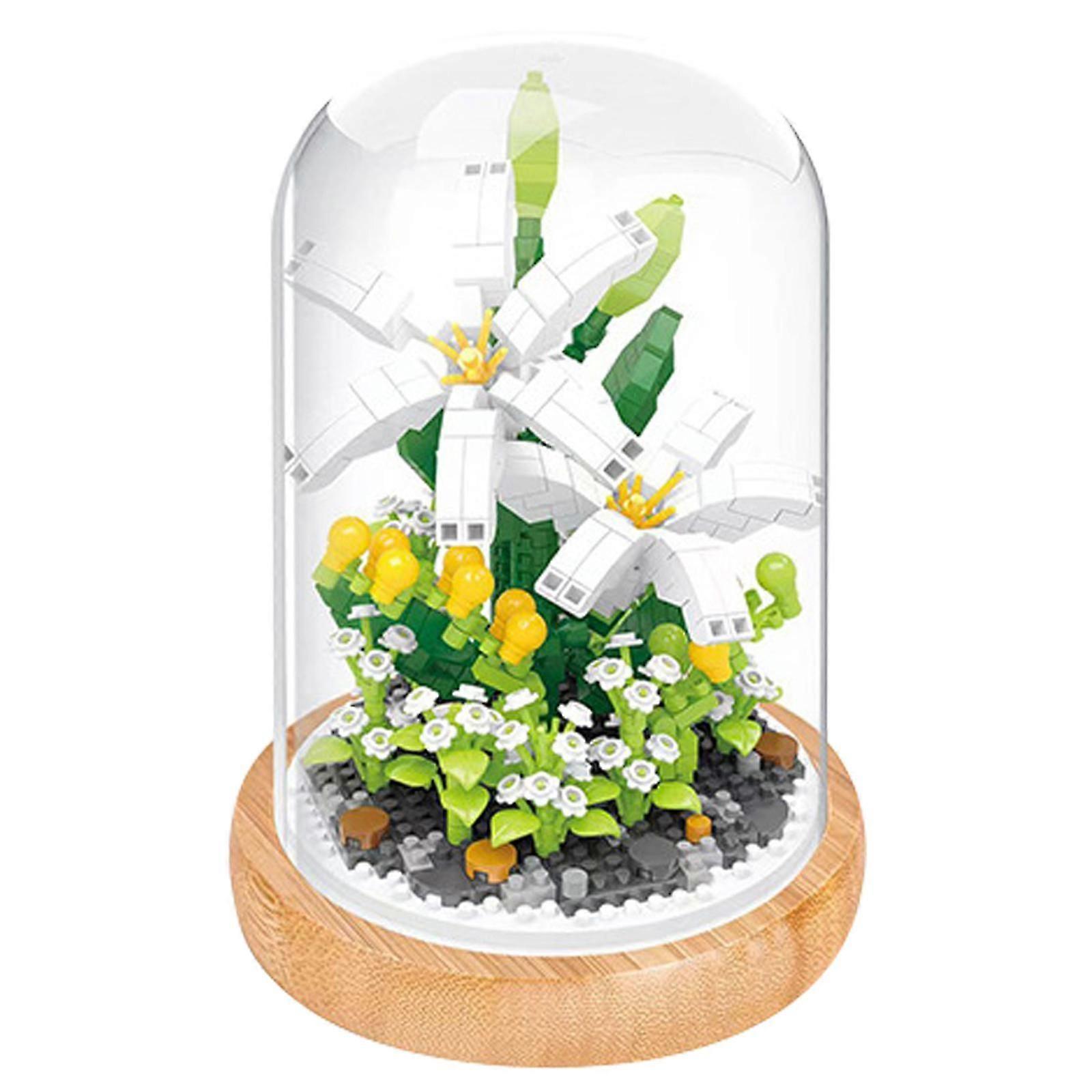 Blosics Preserved Flower Building Blocks Toy for Kids - White Three Grass Puzzle