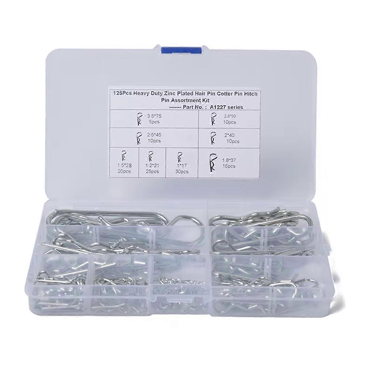 125 Pcs R Type Spring Cotter Pin Car Heavy Duty Split Clamp Hair Clip
