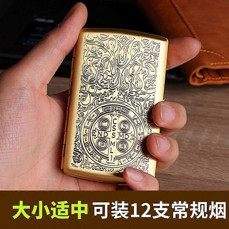 Genuine Goods Suncha Cigarette Case Ultra-Thin 12 Pcs Pure Copper Constantine Cigarette Boxes Personalized Metal Cigarette Case Wholesale