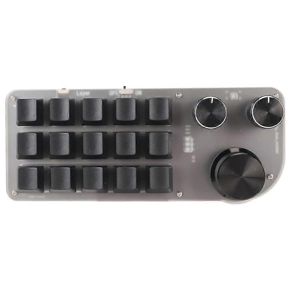 15 Keys 3 Knobs Macro Programmable Keyboard, 3 Connection Modes One Handed Macro Mechanical Keyboard