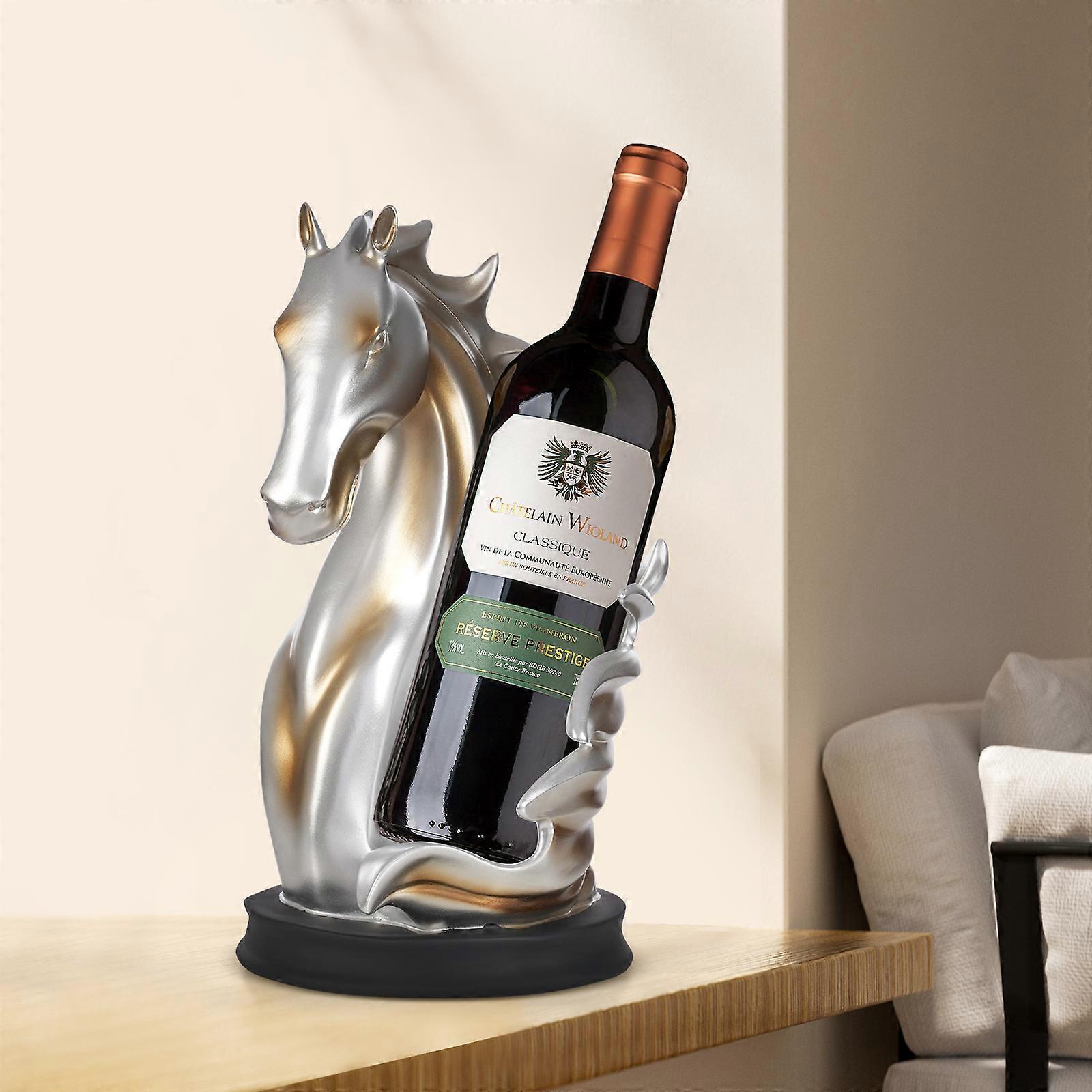 Antique Style Horse Shaped Wine Holder, Durable Countertop Display for Kitchen, Pantry & Home Decor