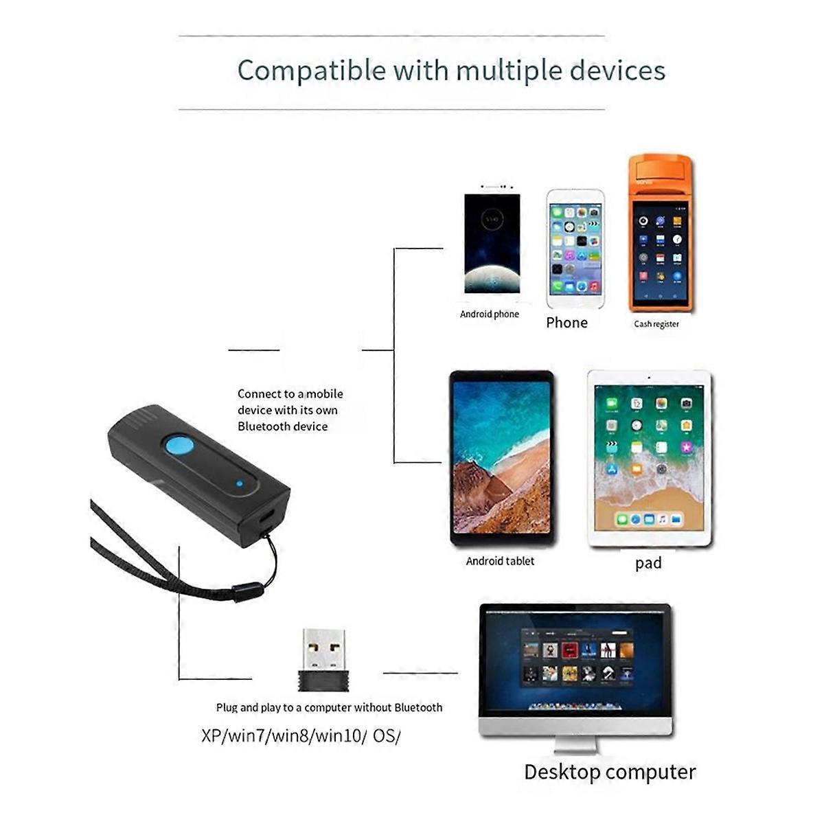 Mini Pocket Barcode Scanner Wireless Bluetooth Instant Upload