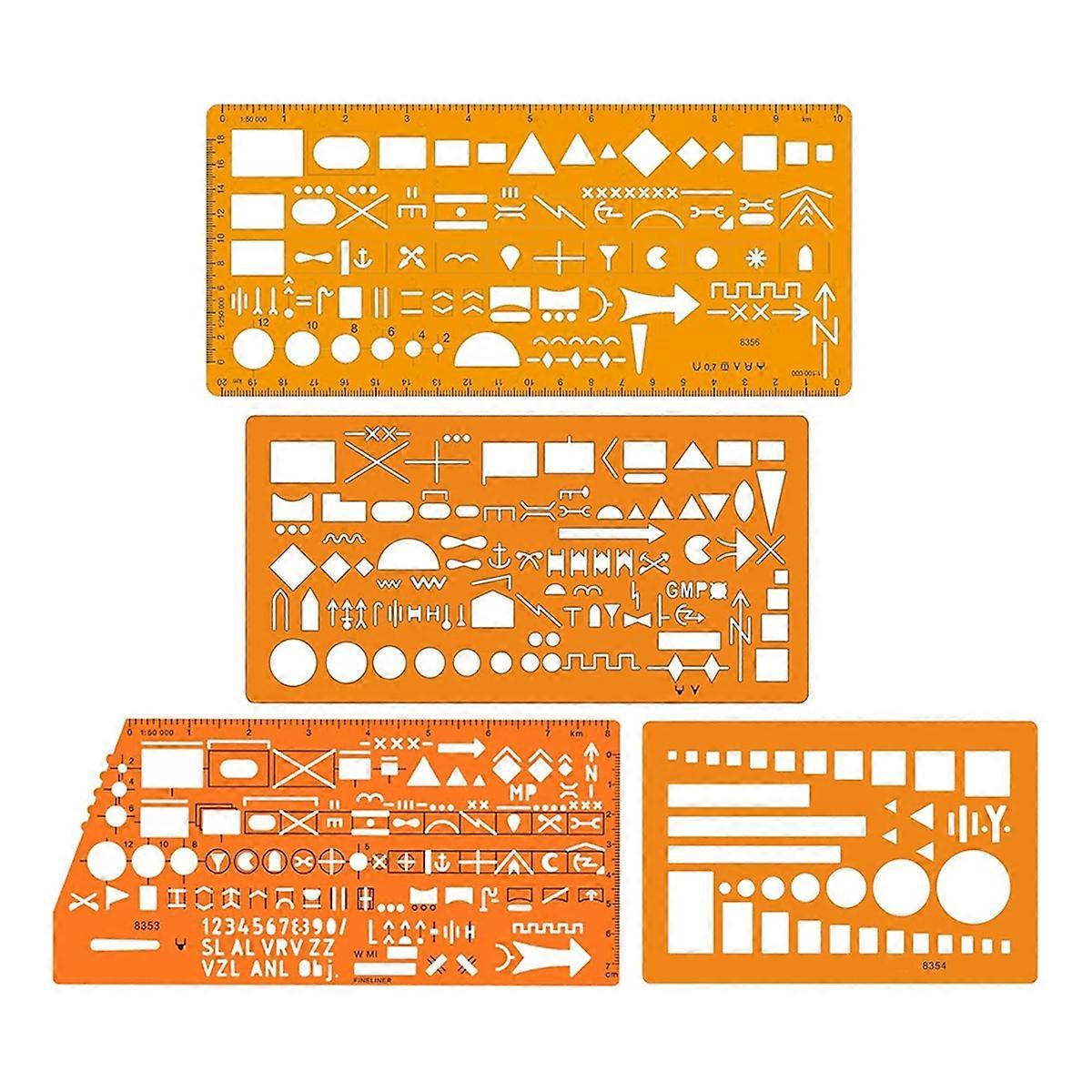 Map Marking Template Stencil Set - with 1:50,000 & 1:100,000 Scales for Precision Marking