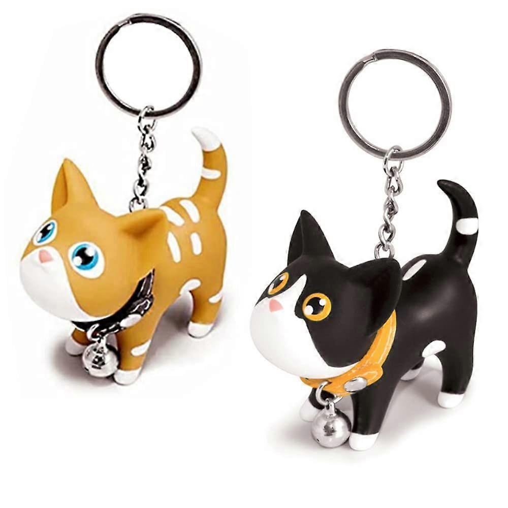 Kittens Keychain - 2 Friendly Cat Key Rings for Gift