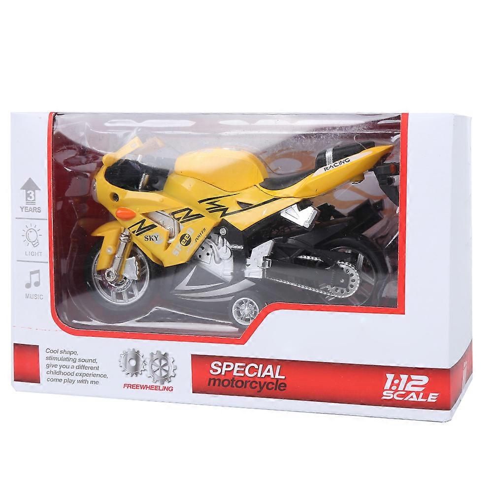 1:12 Alloy Simulation Motorcycle Model Toy with Light Music Pull Back Function for Children Kid(Yellow )