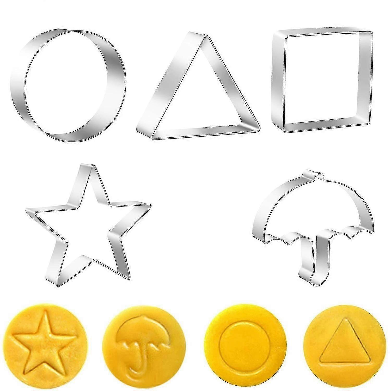 Cookie Cutters Set 5 Pcs Props Umbrella Triangle Circle Star Shapes With Case & Needle Cookie Mold L