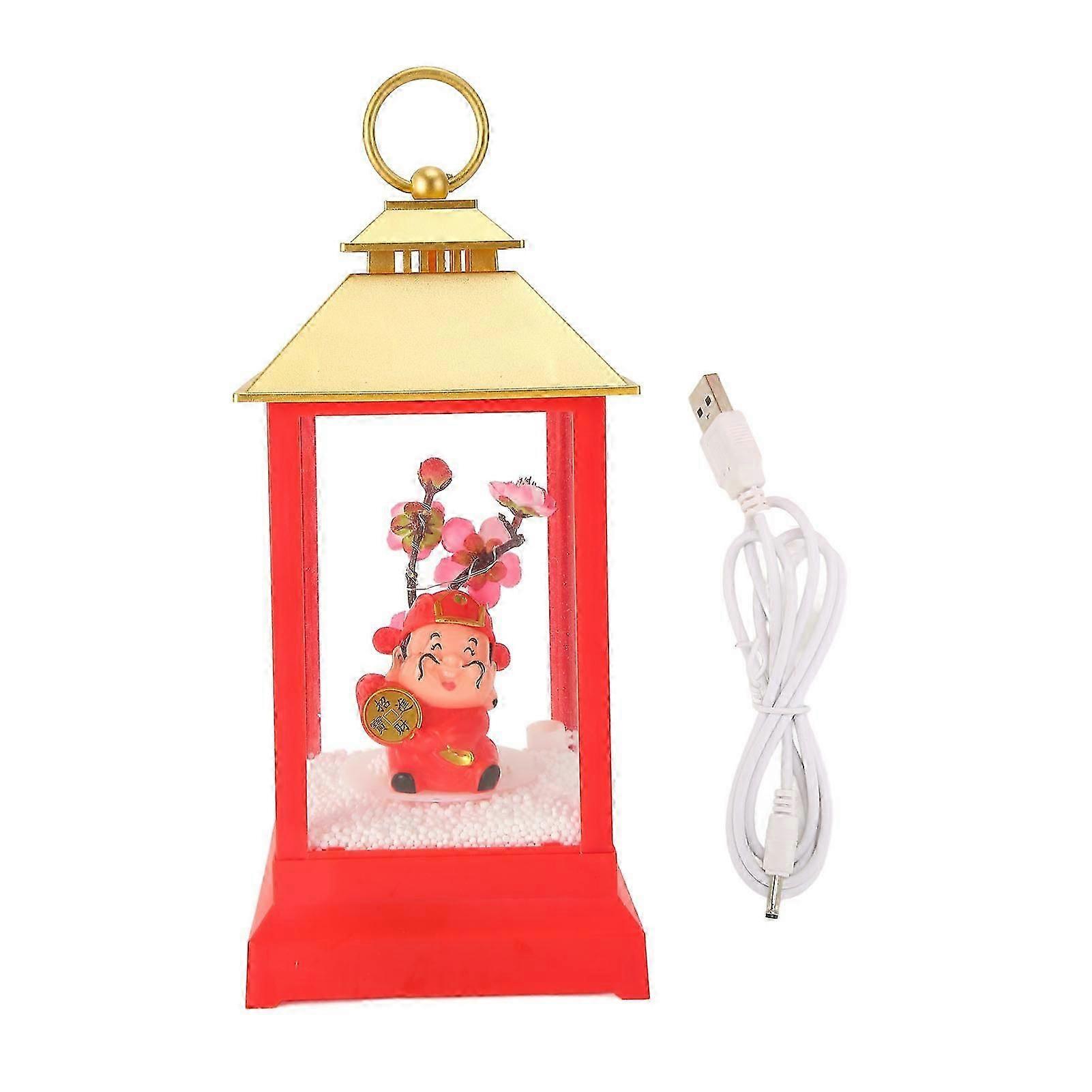 Snow Globe Lantern God Of Wealth Musical Snow Globe Lantern Lighted Decorative Snow Globe Lantern For New Year