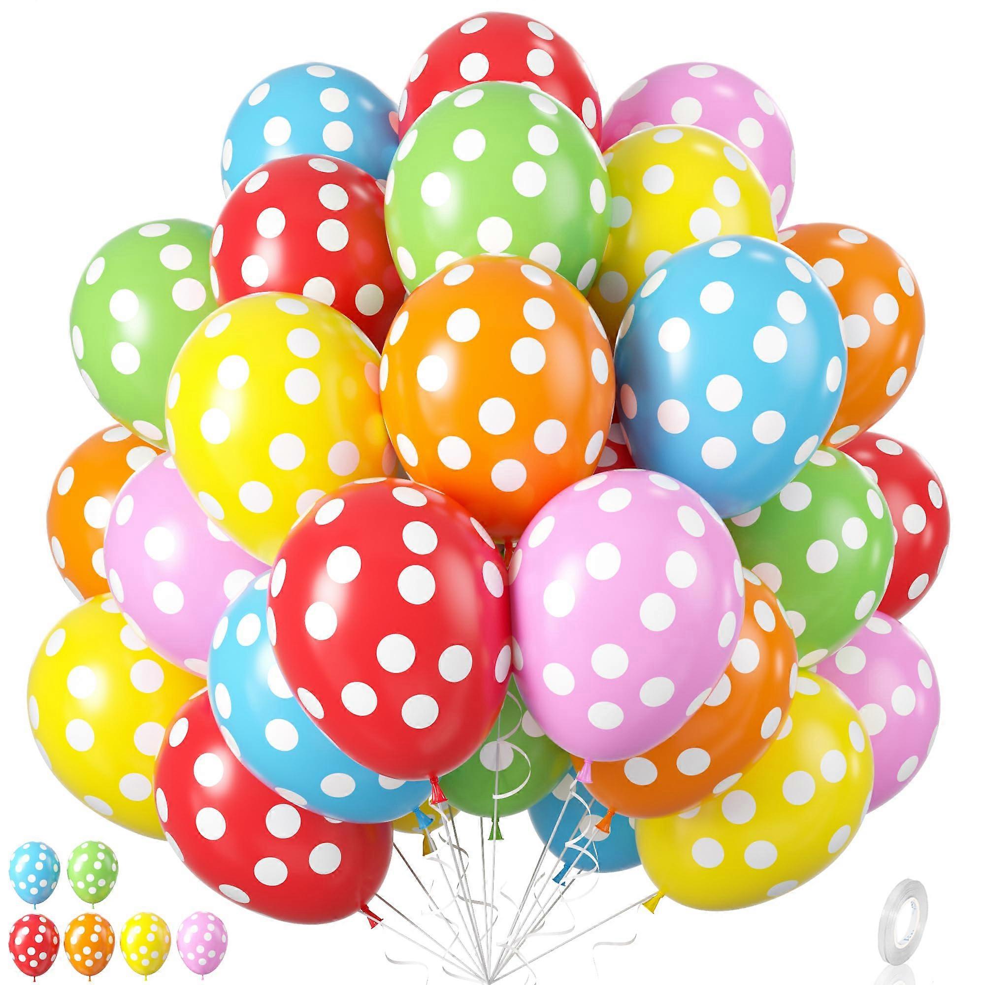 Polka Point Balloons, 55pcs Rainbow Balloons Various Colorful Balloons Pink Blue Party Balloons