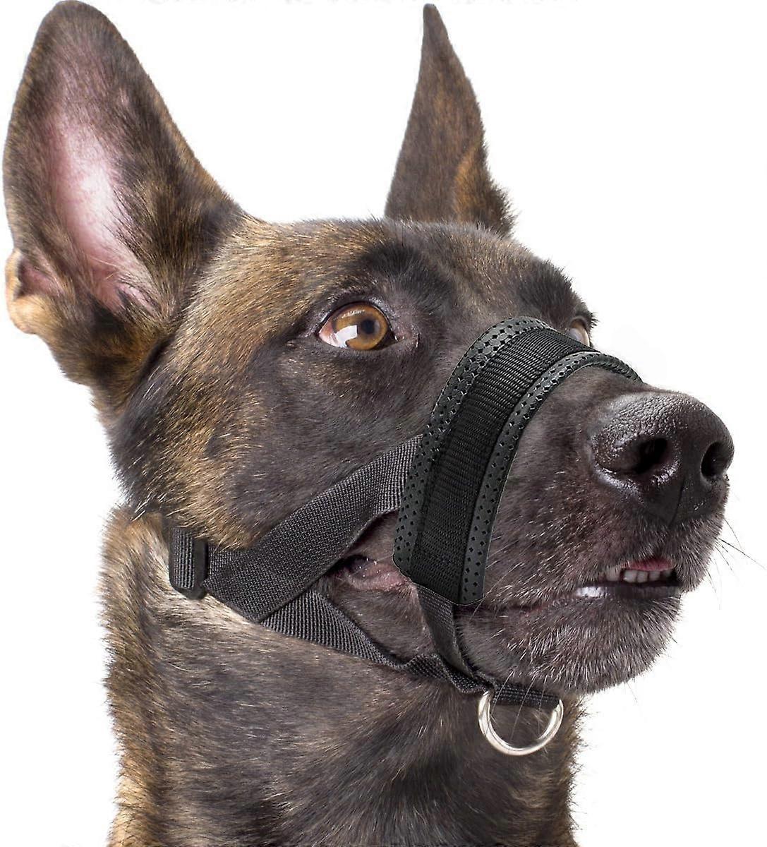 Dog Muzzle Nylon Soft Padding, Adjustable Loop, Black