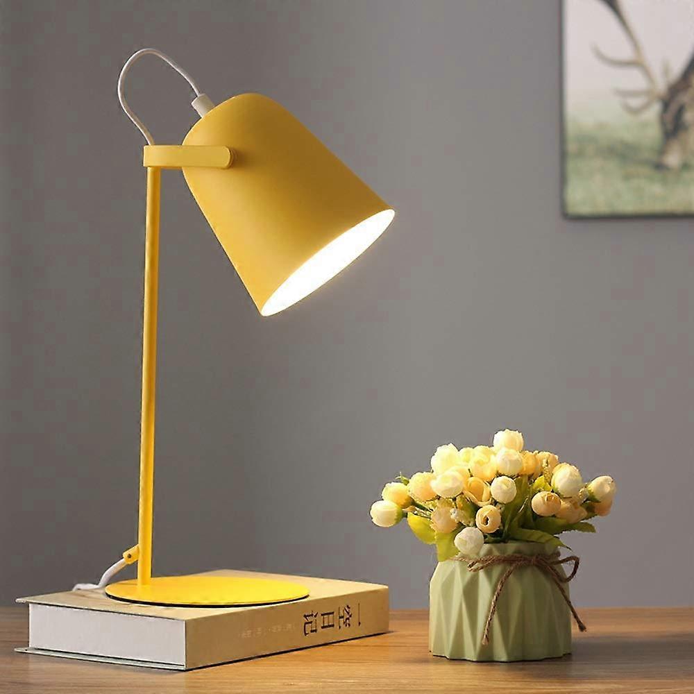 Nordic Adjustable Table Lamp, Yellow Eye Protection Desk Lamp for Bedroom Study, Modern Decorative Reading Light Fixture