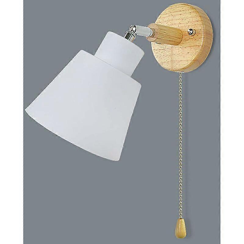 BecomeRich-Wall Sconce With Pull Switch 350 Free Rotation Bedside Lamp Retro Modern Macaron Wooden Sconce E27 Indoor Wall Sconce Suitable For Living R