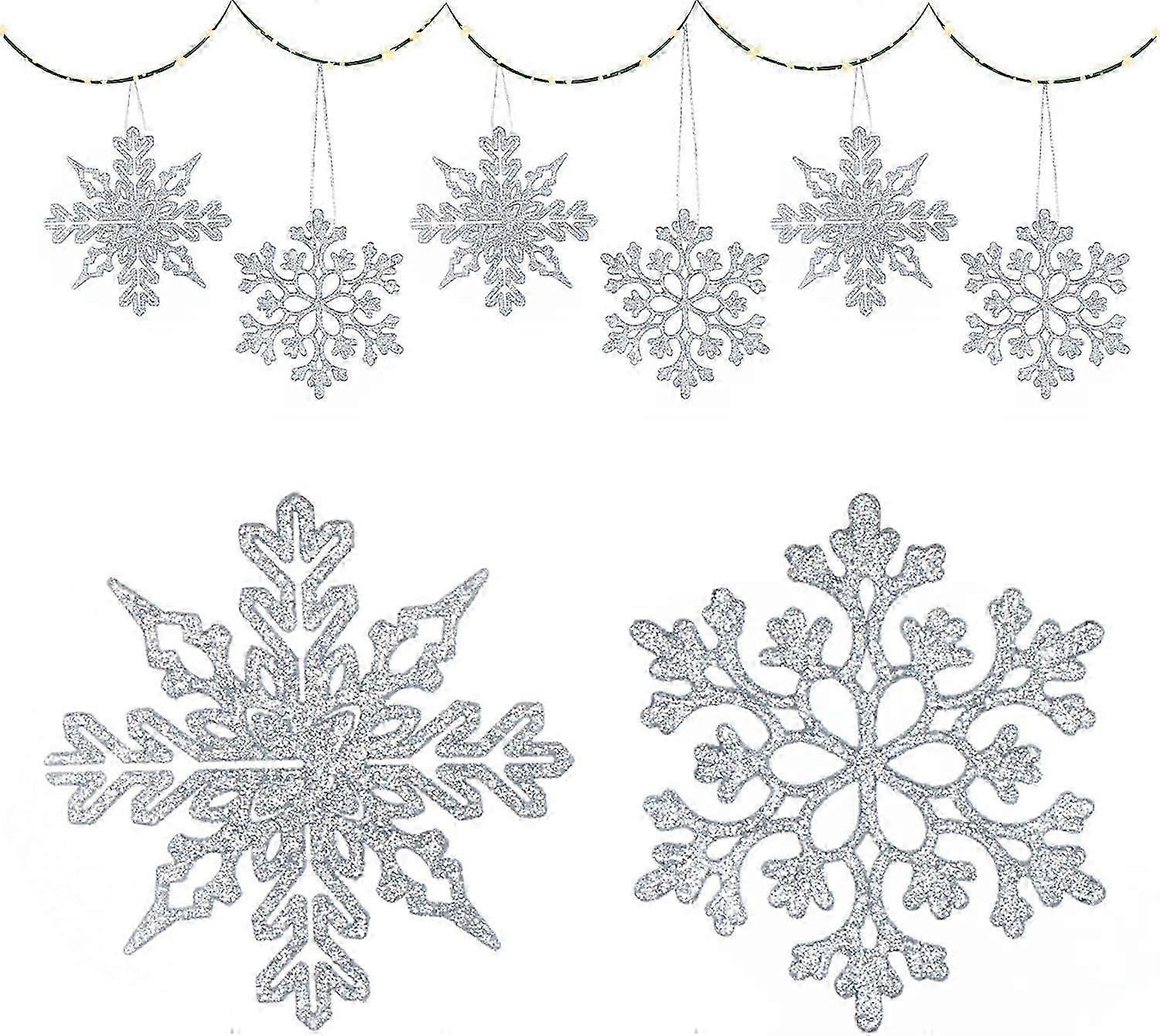 Snowflake Christmas Decoration, 36 Hanging Decorations with 10cm Snowflake and 36 Cord, Snowflake Ornaments for Window Christmas Tree Winter Decoratio