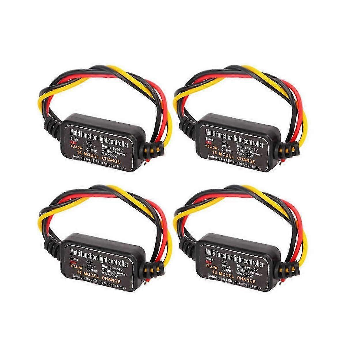 4Pcs 16 Modes Adjustable LED Brake Light Flasher Strobe Controller Universal for Car Motorcycle