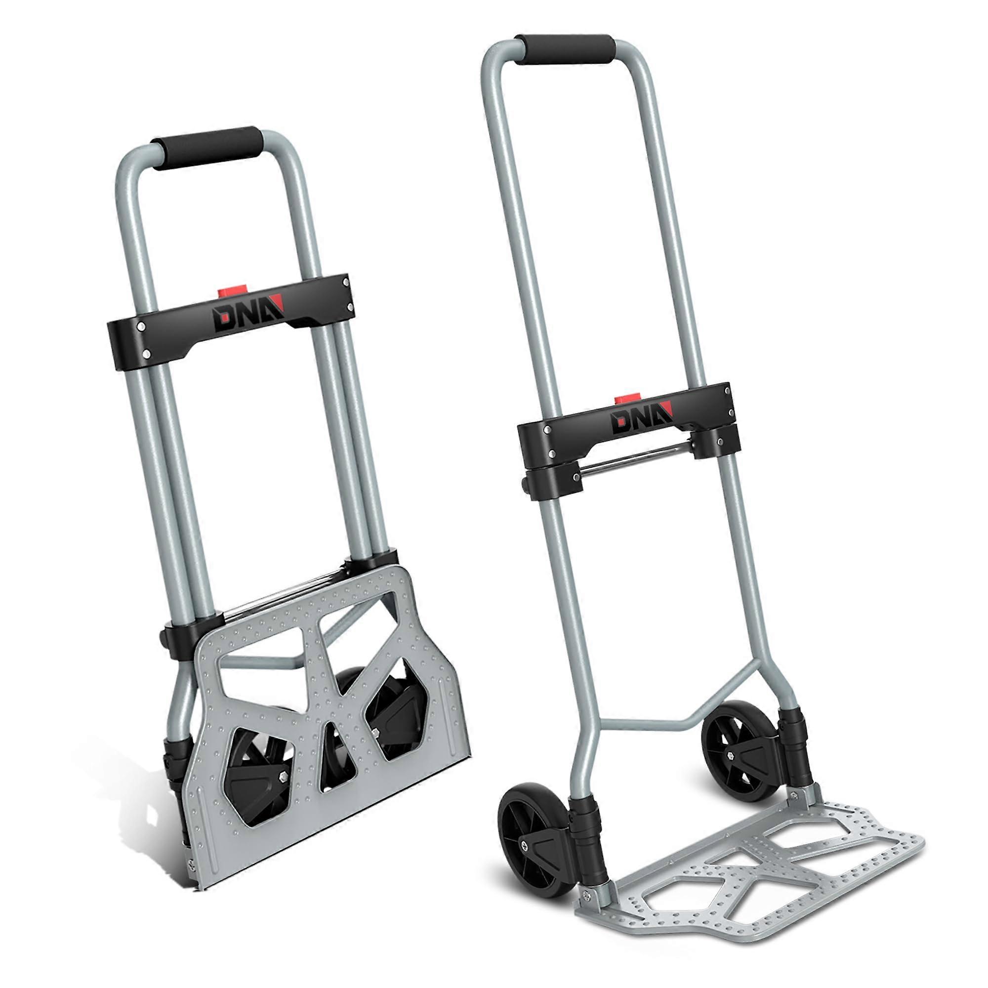 Folding Hand Truck Dolly Cart 220 Lb Capacity, Collapsible Dolly Cart With Telescopic Handle, Black, Model TOOLS-00742