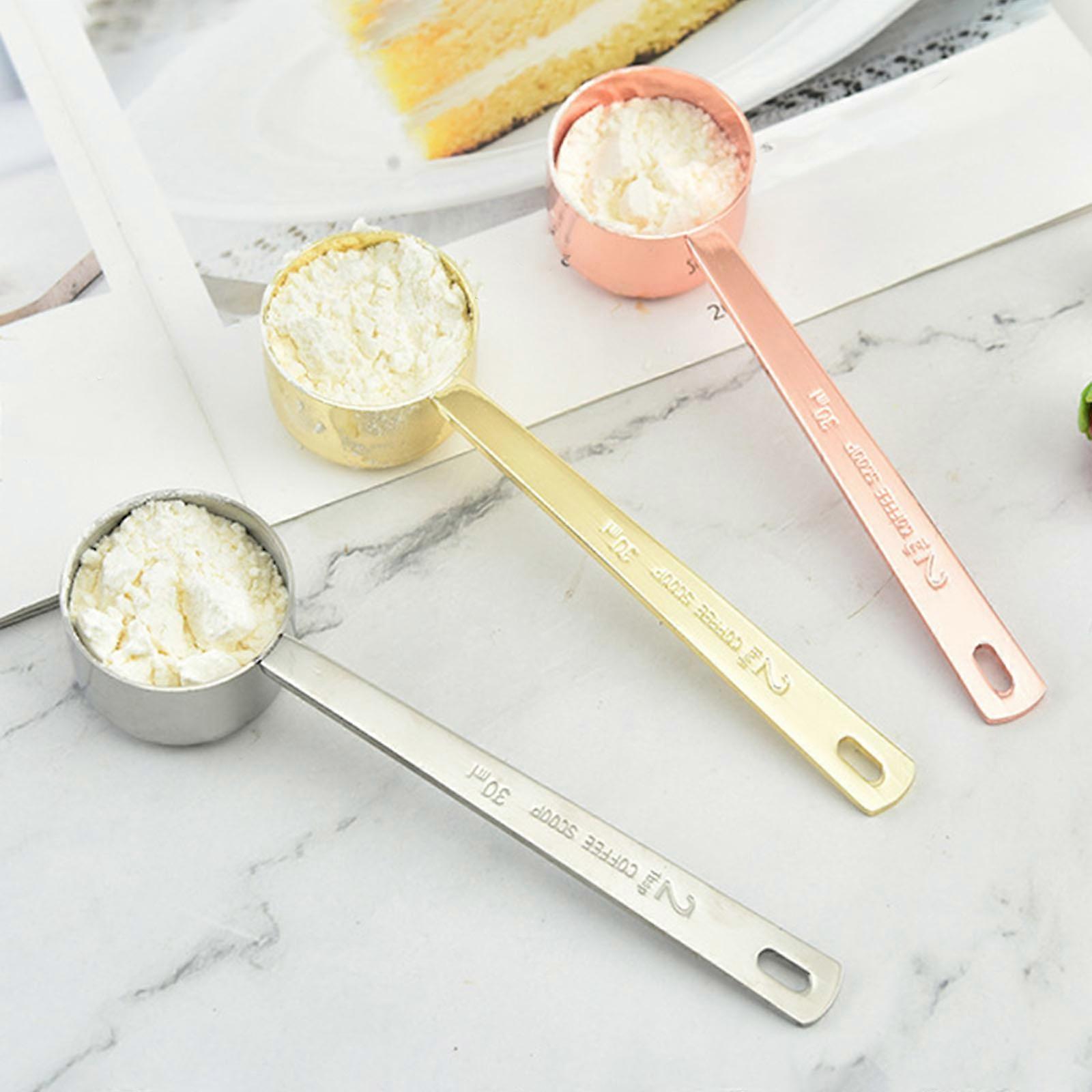Stainless Steel Measuring Coffee Scoop Long Handle Tablespoon Measuring Spoons Multipurpose Spoons Tools Easy to Clean  Silver