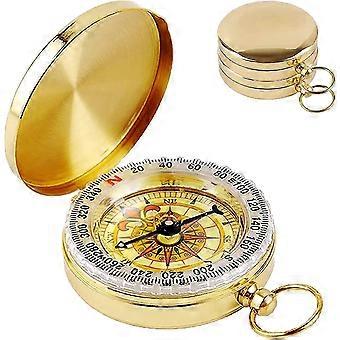 2 Pieces Pocket Compass Brass Pocket Compass Waterproof Portable Night Light Compass for Travel, Hiking, Exploration, Camping, Hunting, Sailing, Boati