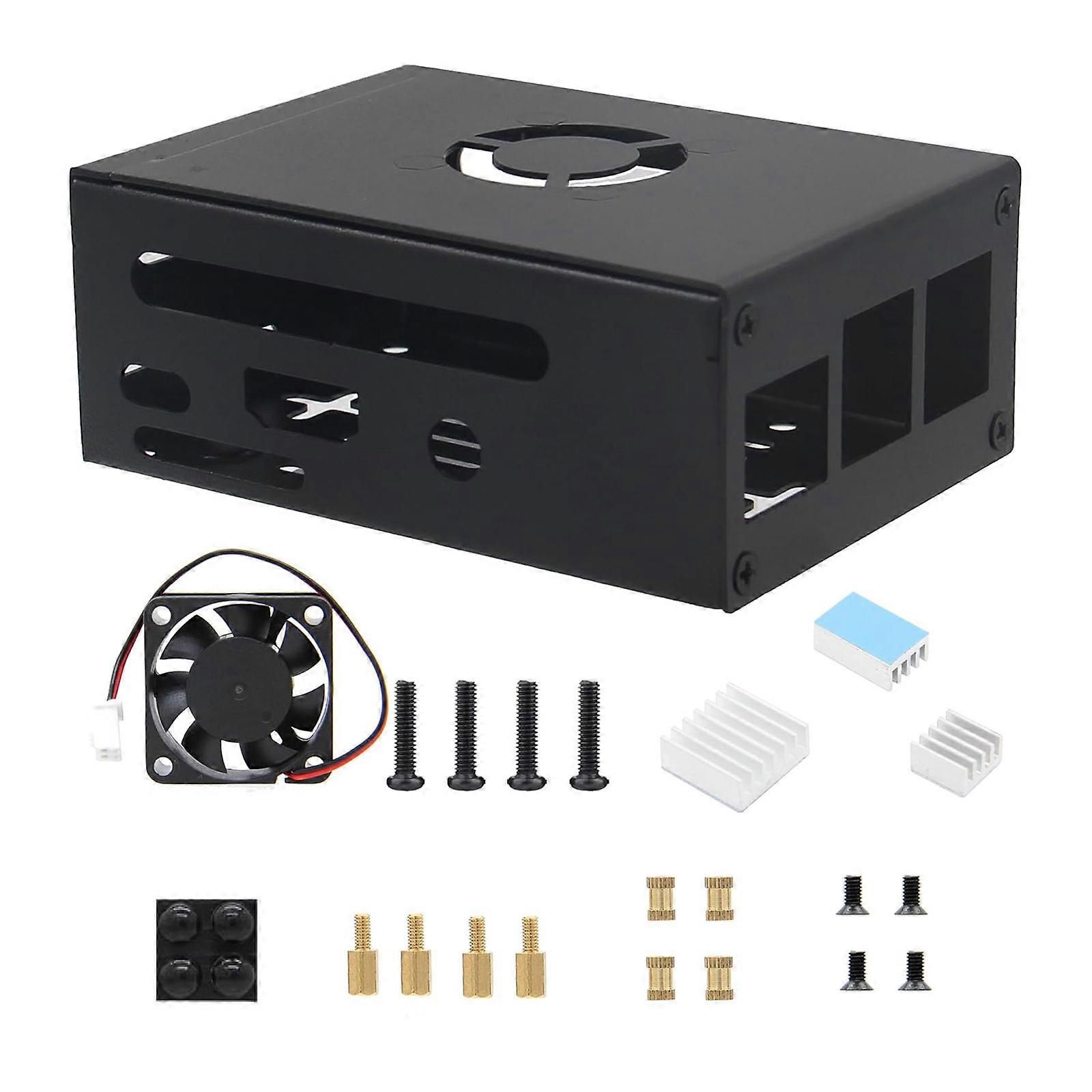 Metal Shell Cover for OrangePi 3B (N510) Case Enclouse Box with Cooling Fan and 3PCS Aluminum Heatsinks