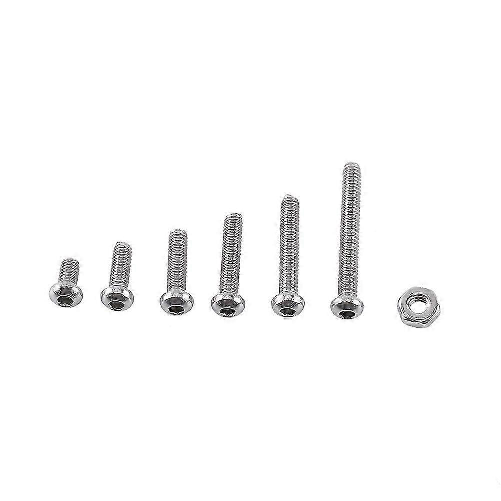 250pcs M2 Hex Socket Screws Bolt With Hex Nuts Assortment A2 Stainless Steel(Button head)