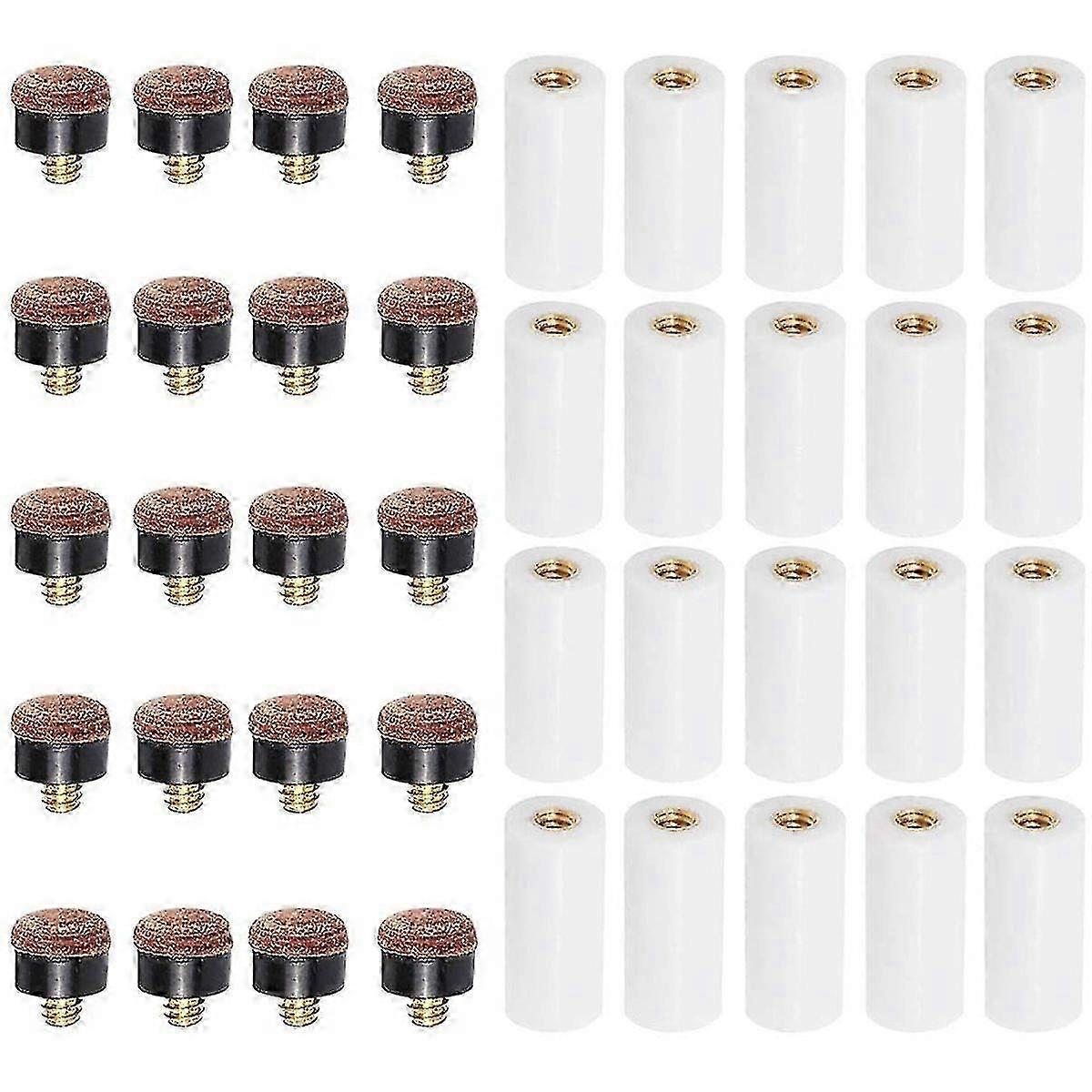 20 Sets 12mm Billard Pool Queue Spitzen mit Aderendhülsen Schraub-Set Ersatz Kit für Queue Stick N